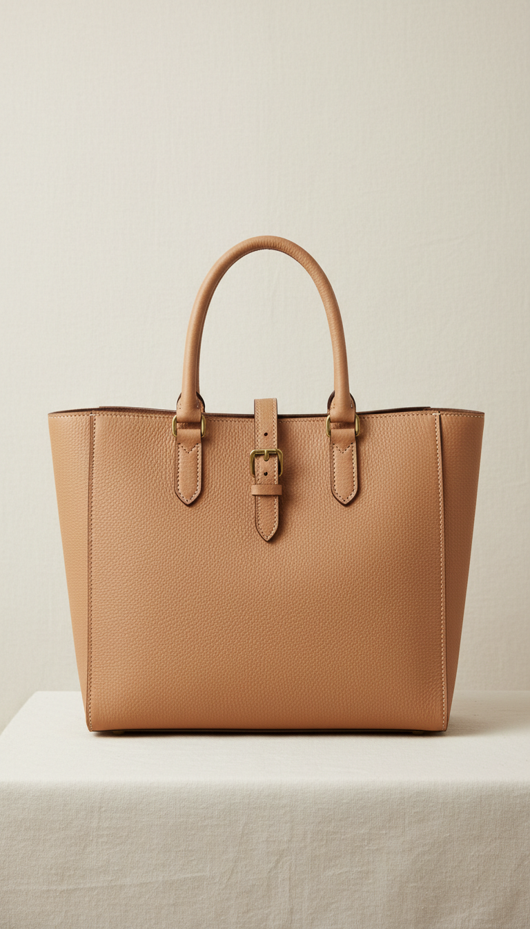 Sandstone beige leather tote